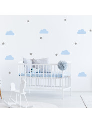Clouds and stars fabric wall stickers