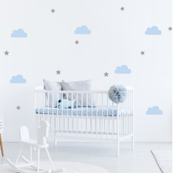 Clouds and stars fabric wall stickers