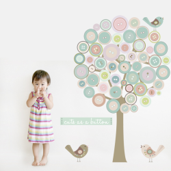 Button Tree Fabric Wall Sticker
