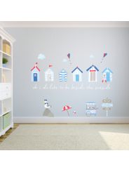 Beach Huts Fabric Wall Stickers