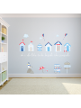 Beach Huts Fabric Wall Stickers