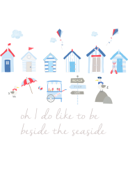 Beach Huts Fabric Wall Stickers