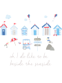 Beach Huts Fabric Wall Stickers