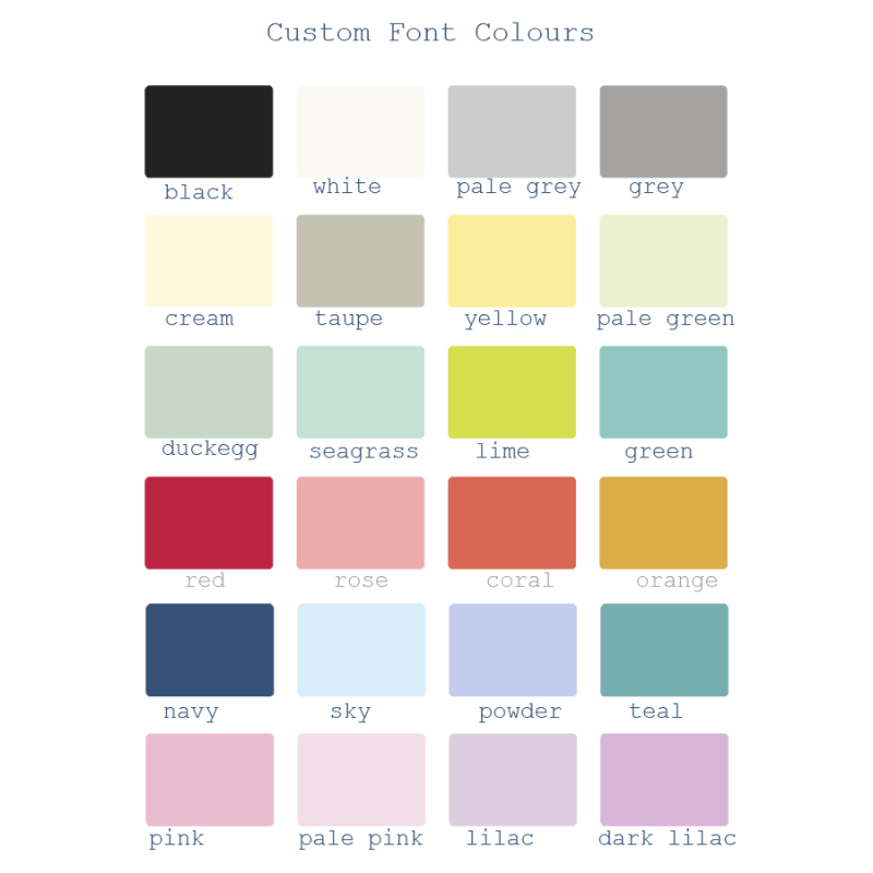Text Colour Chart