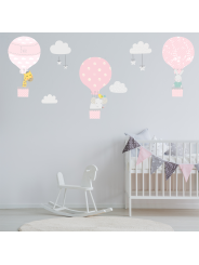pink Hot Air Balloon Wall Stickers