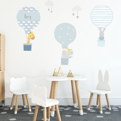 blue Hot Air Balloon Wall Stickers