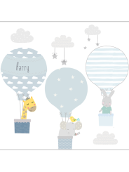 blue Hot Air Balloon Wall Stickers