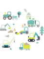 Diggers At Work Fabric Wall Stickers