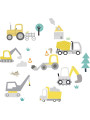 Diggers At Work Fabric Wall Stickers