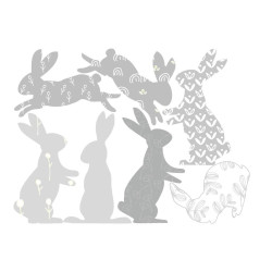 Grey Rabbit Fabric Wall Stickers