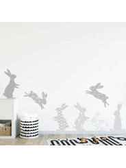 Grey Rabbit Fabric Wall Stickers