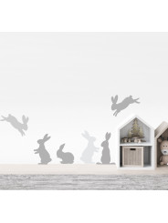 Grey Rabbit Fabric Wall Stickers