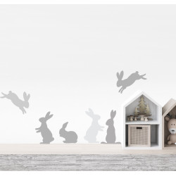 Grey Rabbit Fabric Wall Stickers